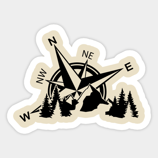 Compass and Mountains Sticker by CB Creative Images